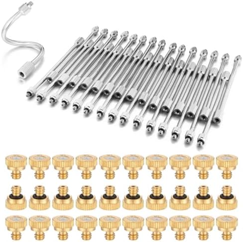 CozyCabin 30Pcs Flexible Mister Extensions with 30pcs Brass Misting Nozzle Kits, 5.9 Inch Brass Mist Rod for Mister Nozzles, Bendable Copper Extended Pole 10/24 UNC Thread for Outdoor Cooling System by CozyCabin