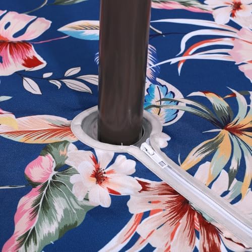 Outdoor Patio Tablecloth with Umbrella Hole, Blue, 60 Round with zipper - Image 2