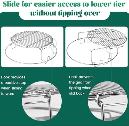 Eggspander for Large Big Green Egg 5 Piece Kit BGE Stainless Grill Expander Rack Conveggtor Basket Half Moon Cooking Stack Rack Extender Grate Pizza Rotisserie Smoking Rib Rack - Image 6
