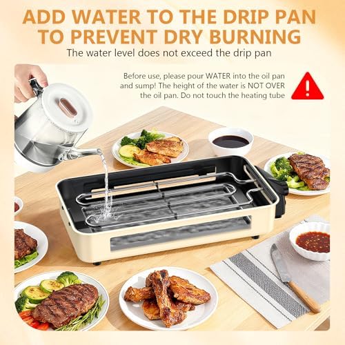 Electric Indoor Grill 1500W -2 in 1 Smokeless Indoor Grill for Kitchen with Non-stick Removable Grill & Griddle Plate,Temperature Control Korean BBQ Grill with 3 Cheese Pans Dishwasher Safe - Image 5