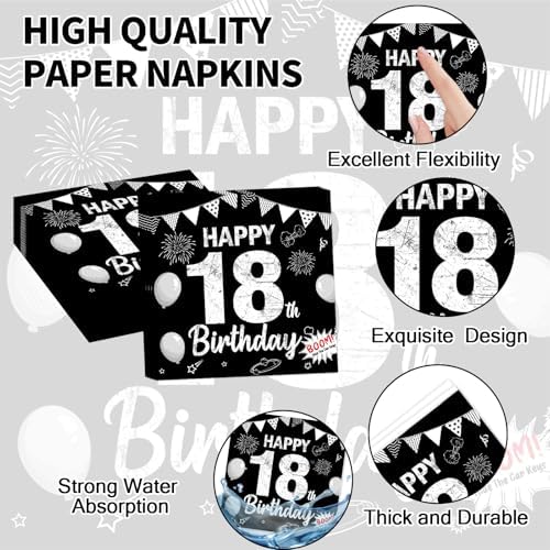 96PCS 18th Birthday Party Paper Plates and Napkins and Forks Set for Time To Adult 18 Years Old Party Paper Plates Disposable Decor Happy 18th Parties Set for Kids Birthday Gatherings Decorations - Image 4