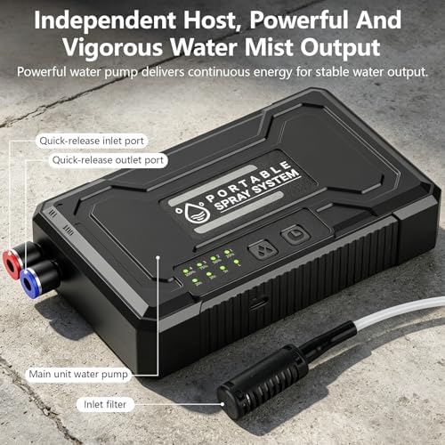 Misters for Outside Patio, Standing Portable Misting Cooling System with Adjustable Height(up to 47in), with 10000mAh Water Pump, 15L Bucket, 8 Nozzles, for Outdoor Patio Cooling Pool BBQ - Image 6