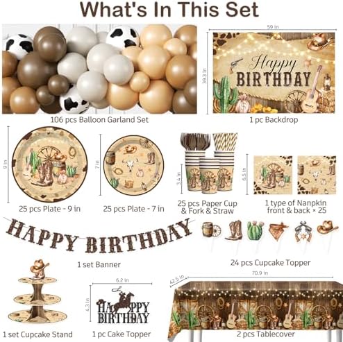 286pcs Western Party Decorations Complete Party Set - Image 2
