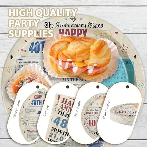 96Pcs Happy 40th Anniversary Party Decorations, Serve 24 - Image 6