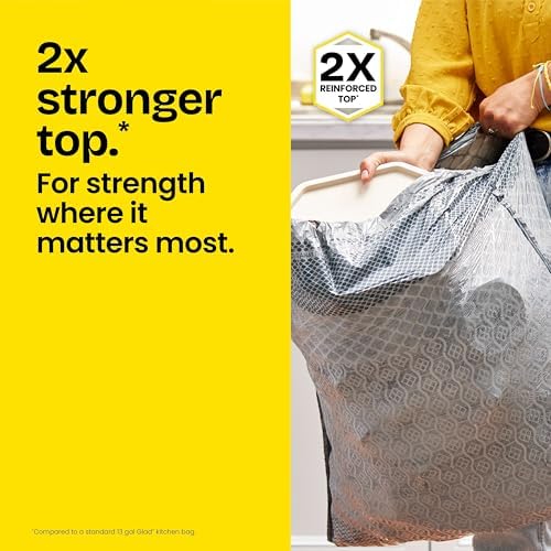 Glad ForceFlex MaxStrength Kitchen Trash Bags, Rip and Tear Resistant, Fresh Clean Scented Large Garbage Bags, Odor Control, Febreze Freshness, 20 Gallon Trash Bags, 80 Count - Image 2