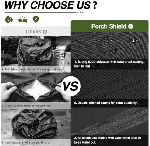 Porch Shield 18 inch Outdoor Charcoal Kettle Cover 23" Dia x 33" H, Black - Image 3