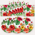 40PCS Tropical Hawaiian Hibiscus Floral Dessert Plates and Napkins Set by Actoridae
