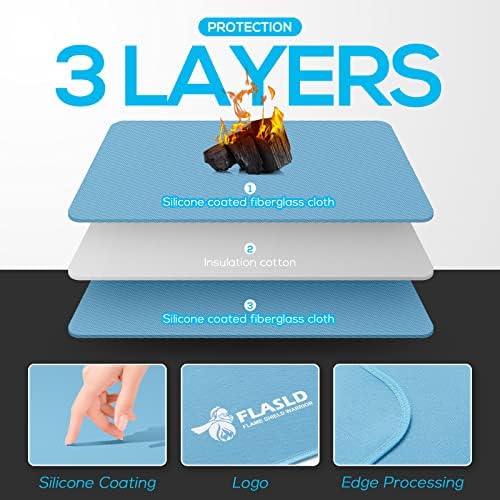 FLASLD 32 x 60 inches Under Grill Mat, Outdoor Floor Mat for Fire Pit, Griddle Cooking, Flat Top Gas, Propane Burners & Portable Charcoal Grills, Sky Blue - Image 6