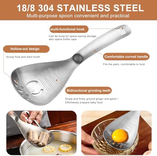 5 in 1 Multifunction Cooking Spoon - 18/8 304 Stainless Steel Slotted - Image 3