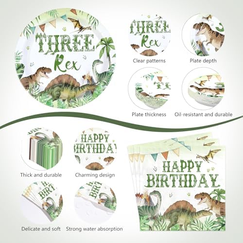 170Pcs Dinosaur 3rd Birthday Party Decorations for Boys, Serves 24 - Image 3
