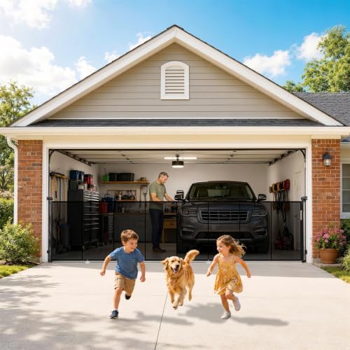 200" Extra Wide Retractable Baby Gates Dog Gate, 47" Tall Child Pet Safety Gate with Reinforced Strips for Stairs, Extra Long Garage Gates Mesh Fence for Driveway Decks Patio Outdoor Indoor by Pravoluxmax