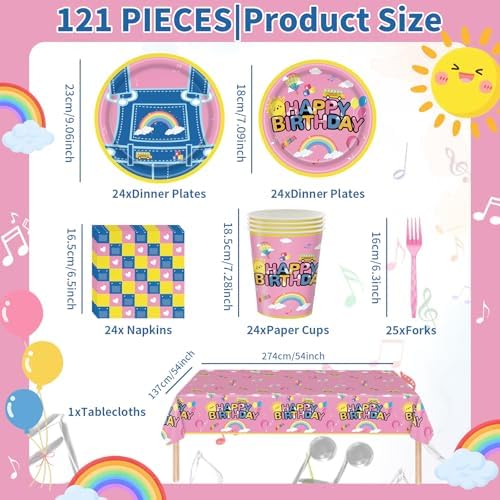 121PCS Cartoon Teacher Happy Birthday Party Decorations - Image 2