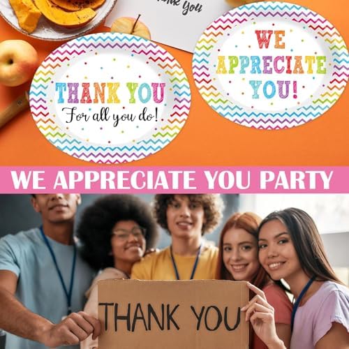 50 PCS Thank You Oval Paper Plates Large 11” Disposable We Appreciate You Party Decorations Volunteer Teacher Appreciation Supplies Favor Be Thankful to Teacher Grilling Gifts Party Tableware Set - Image 7
