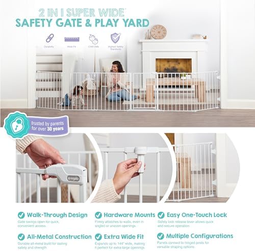 Regalo Safety 51.5"-144" Metal 2-in-1 Super Wide Baby Gate & Play Yard - Image 4