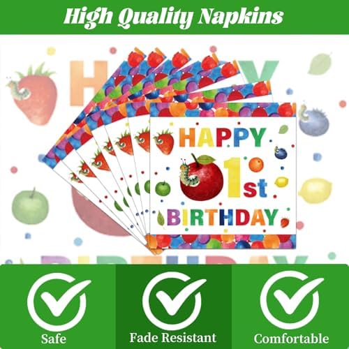 Gameza Caterpillar 1st Birthday Party Decorations, 96PCS Green Caterpillar Theme Disposable Paper Plates and Napkins Tableware Decorations, A Hungry Green Insect Is Turning One Forks Decor Serve 24 - Image 3