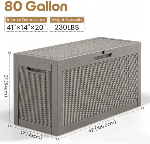 KAMABOKO 80 Gallon Outdoor Storage Box Waterproof Deck Box for Patio - Image 2
