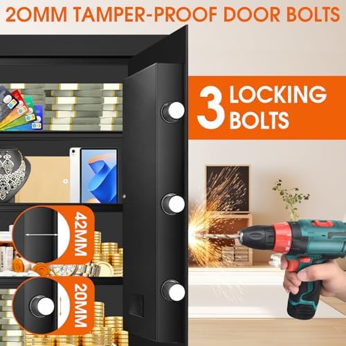 5.2 Cuft Large Safes for Home Use Fire and Water Proof, Heavy Duty Fireproof Safe with Programmable Keypad and Spare Keys, Anti-Theft Personal Security Home Safe Box for Money Document - Image 5