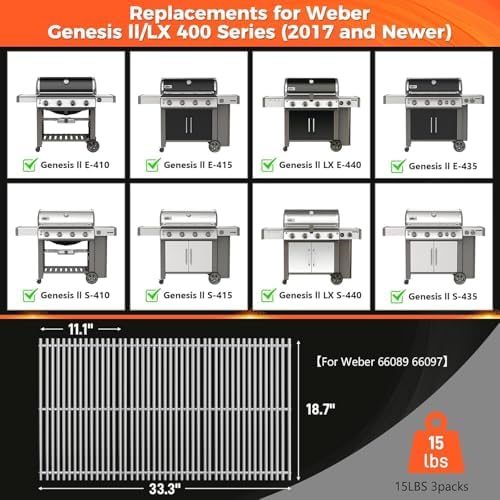 QuliMetal 18.7" Grill Grates for Weber Genesis 2 E-410/E-415/E-435 - Image 2
