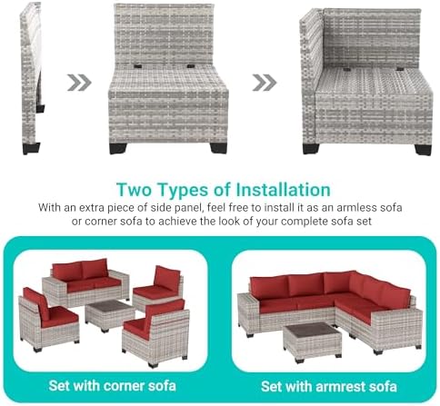 Outdoor Patio Furniture Set PE Wicker Rattan Outdoor Sectional Sofa - Image 3