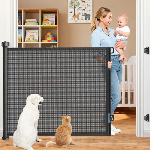 EZIGO 71 Inch Retractable Baby Gates, 41 Inch Extra Tall Retractable Gate by EZIGO