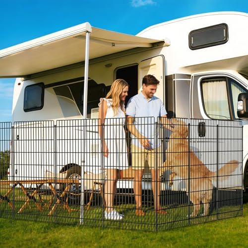 Metal Garden Fence 48 in x 25.3 ft, Tall Outdoor Dog Fence with Stakes - Image 6
