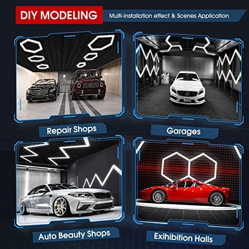 LZHOME LED Hexagon Garage Light: 12700LM Car Detailing Shop Light, DIY Splicing Ceiling & Wall Decor Lights, for Workshop Basement Gym Warehouse Bar Gaming Room - Image 3