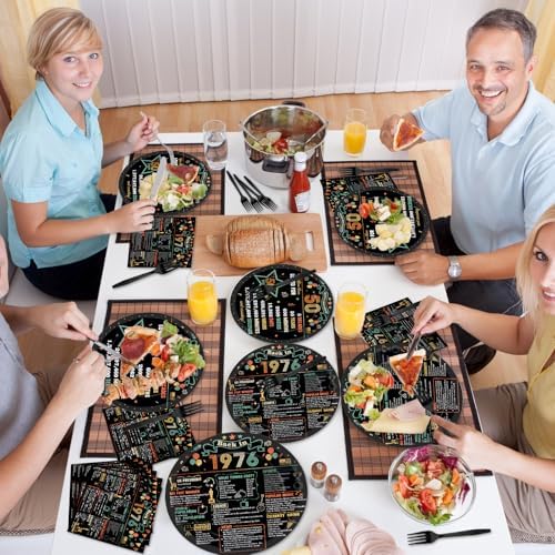 96Pcs 50th Birthday Party Paper Plates and Napkins 50th Birthday Supplies for Men and Women Disposable Dessert Plates Back in 1976 Colorful Tableware 1976 Birthday Gatherings Decorations - Image 6