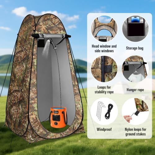 Portable Shower for Camping, 6000mAh Rechargeable Camp Shower Pump with Large Capacity Foldable Bucket, Filtered Shower Head, Outdoor Camping Shower Kit for Travel, Pet Bath, Car Washing - Image 3