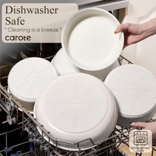 CAROTE Pots and Pans Set Non Stick, Detachable Handle Cookware, 21pcs,White - Image 6