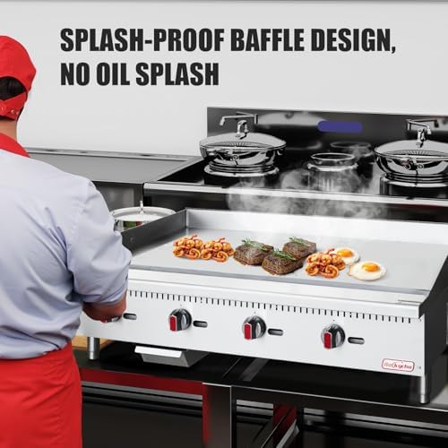 Commercial Gas Griddle - 48" Countertop Griddle. 120,000 BTU Flat Top Griddle, Natural Gas (NG) / Propane, CSA Certified Stainless Steel Teppanyaki Grill for Restaurants - Image 6