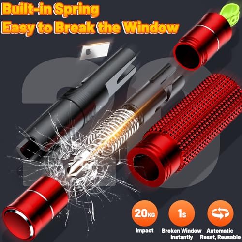 smosun Safehammer - 2026 Upgraded Safe Hammer Glass Breaker Under Water, Car Hammer Seatbelt Cutter Window Breaker Emergency Escape Tool, Safehammer Glass Breaker for New Cars (3PCS Red Black Silver) - Image 3