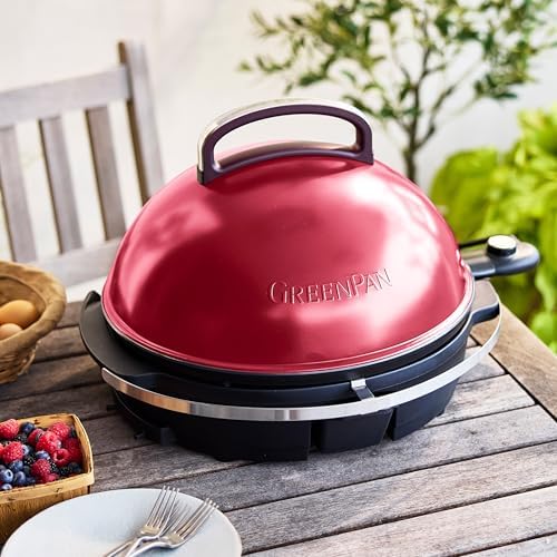 GreenPan 2-in-1 Portable Indoor & Outdoor Standing Electric Grill & Griddle, Cinnamon - Image 5