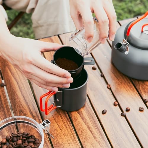 Odoland 1.2L Camping Coffee Pot Camp Coffee Makers, Mug and Coffee Filter - Image 4