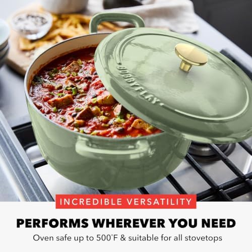GreenPan x Bobby Flay 5.5QT Enameled Cast Iron Dutch Oven With Lid, Green - Image 6