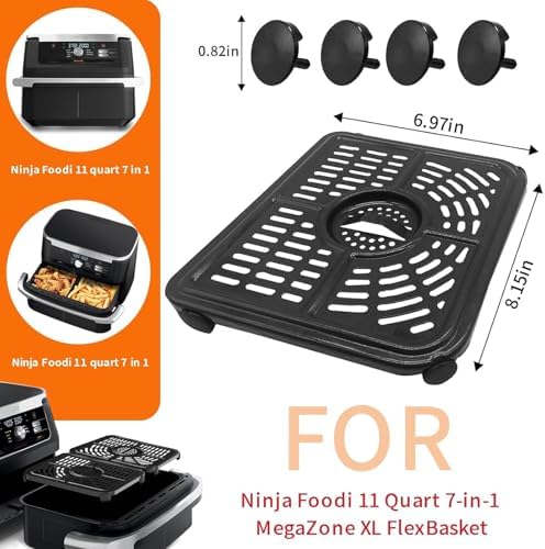 GWY Air Fryer Tray for Ninja Foodi 11 Quart 7-in-1 MegaZone XL FlexBasket Air Fryer, 2 Packs Replacement Air Fryer Crisper Plate Grill Pan Grill Plate Accessories with Rubber Bumpers, Dishwasher Safe - Image 2