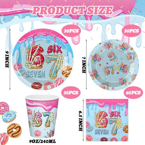 Suclain 150 Pcs Halloween 6 7 Birthday Doughnut Party Tablewear - Image 2