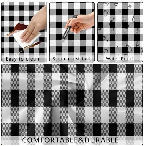 Picnic Table Cover with Bench Covers, Black and White Checkered Waterproof and Windproof, Fitted Tablecloth Cover with Elastic Edge, for Outdoor, Garden, Camping, 3 Pieces Set, 30x72 Inch - Image 4