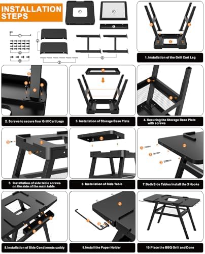 Adjustable Grill Stand for Ninja Outdoor Woodfire Series OG700 OG800 OG900 Series OO101 Woodfire Pizza Oven, Grill Cart for Ninja MO201 Artisan Pizza Oven, Replace for XSKUNSTAND Outdoor Stand - Image 5