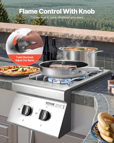 VEVOR Double Grilling Side Burners, 2 x 15,000BTU Liquid Propane Side Burner for Outdoor Kitchen, Convertible to Natural Gas, 304 Stainless Steel Built-in Double Grill Burners for BBQ Grill Island - Image 7