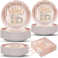 CHUNNIN 200 PCS Rose Gold Sweet 16 Party Plates Napkins Pink Rose Gold Tableware Set for Girls Sweet 16th Party Decoration Dessert Plates Forks Serve 50 Guests for Girls 16th Birthday Supplies by CHUNNIN