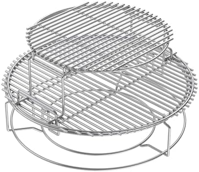 BBQ-PLUS Expander Rack Replacement Kit for Large Big Green Egg,Heavy Duty Stainless Steel 3 Tier 5 Piece Grill Basket Accessories with Removable Cooking Rack System Large by BBQ-PLUS