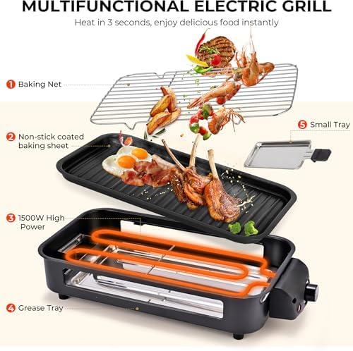 Pukomc Electric Indoor Grill,2 in 1 Indoor Grills for Kitchen - Image 4
