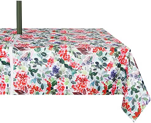 EHouseHome Outdoor Indoor 60x84 inch Round Tablecloth with Umbrella Hole and Zipper, Waterproof Zippered Patio Table Cloths, Spring/Summer Table Covers for Backyard Circular Table/BBQs/Picnic by EHouseHome