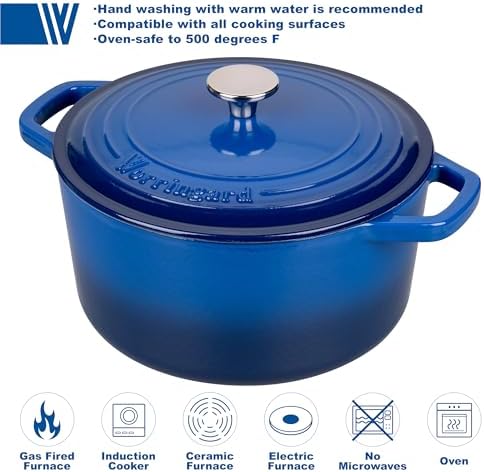 VORRINGARD Enameled Cast Iron Dutch Oven Pot with Lid, for Bread Baking, Round Bread Oven- include Sourdough Bread Baking Supplies Set, 6QT, Blue - Image 3