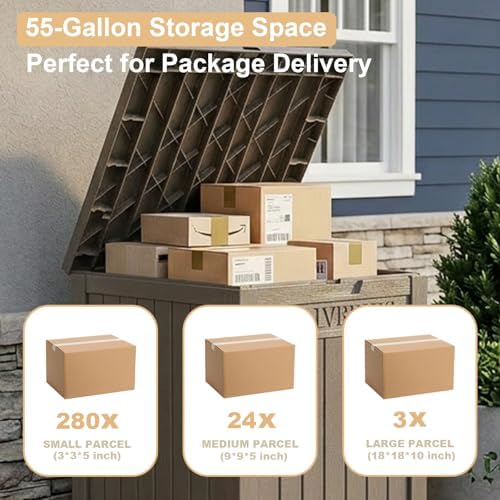 PatioZen Package Delivery Box 55 Gallon with Lockable Secure,Outdoor Package Drop Container Waterproof for Porch Patio and Curbside(Grey) - Image 4