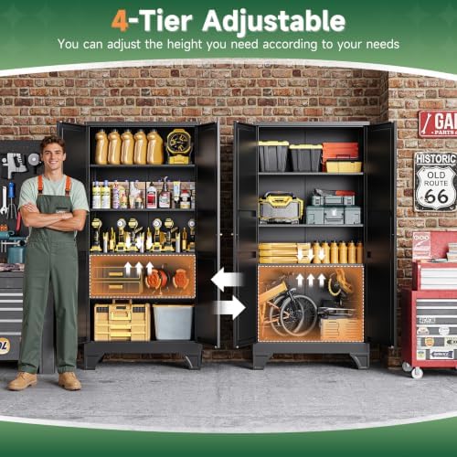 Letaya Metal Garage Storage Cabinets,76"Tall Large Tool Steel Lockers,Black - Image 5