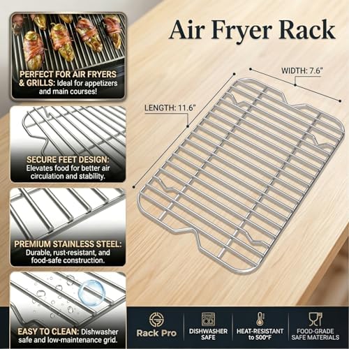 Combo Crisper Basket and Grill Rack Replacement for Ninja Foodi FG551/DG551/DG651 Smart XL Indoor Grill, Stainless Steel Air Fryer Rack & Non-Stick Grill Basket for Ninja Foodi Accessories - Image 3