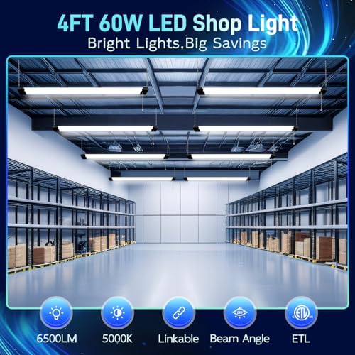 hykolity 4FT Linkable LED Shop Light for Garage,6500LM - Image 2