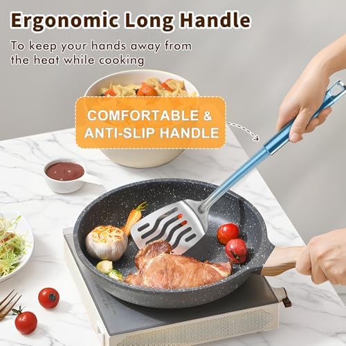 2 Pcs Stainless Steel Spatulas Set, Metal Spatula Solid & Slotted Turner, Heavy Duty Sturdy Spatula for Kitchen Use, High Heat Resistant Cooking Utensils for Fish Eggs Pancakes, Easy to Clean, Silver - Image 3