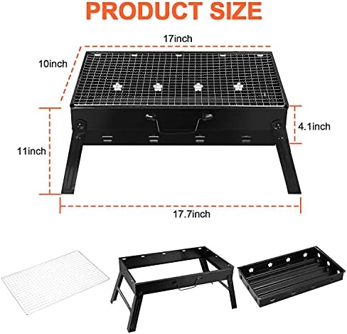 KOCASO Portable Charcoal Grill Foldable - Lightweight BBQ Smoker Grill for Camping, Tailgating, Picnics & Outdoor Grilling, Compact Design with Removable Ash Catcher - Image 3